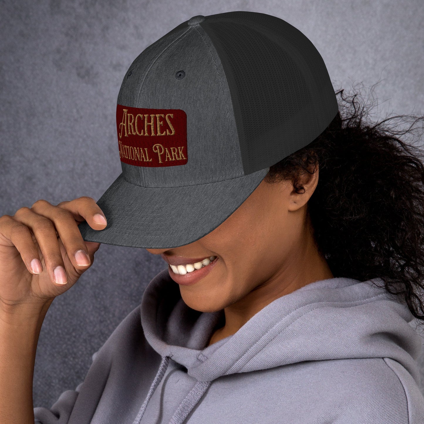 Arches Embroidered National Park Trucker Hat