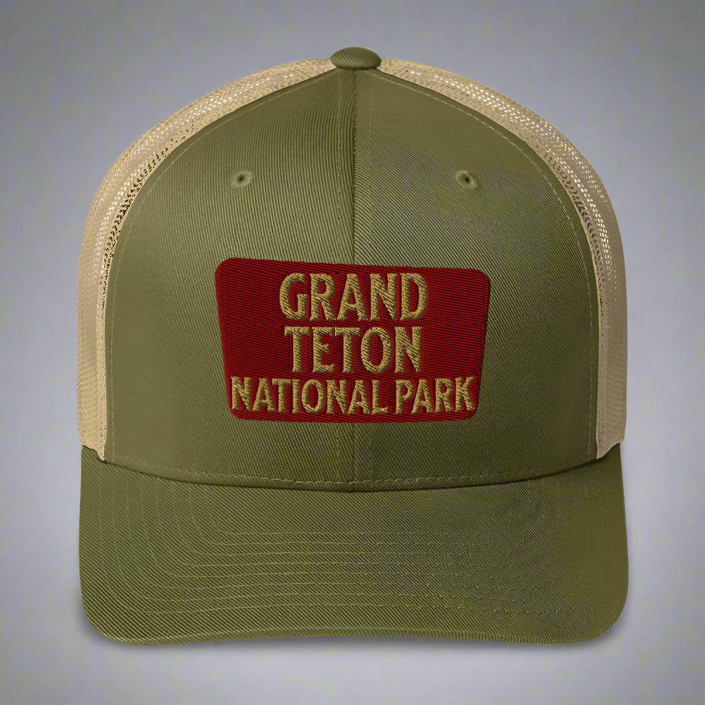 Grand Teton National Park Sign Embroidered Trucker Hat