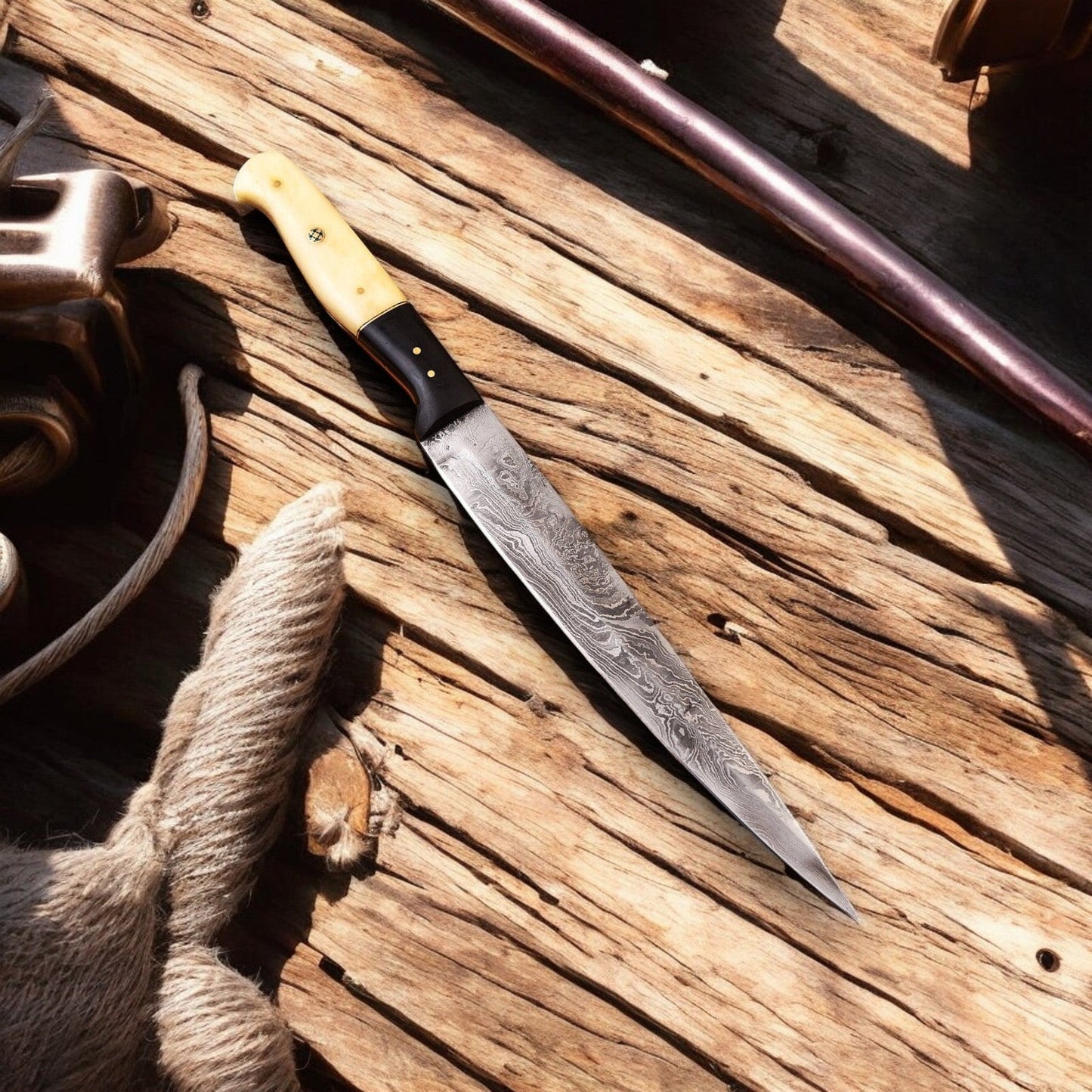 Handmade Damascus Steel Fillet Knife – 6.5" Blade