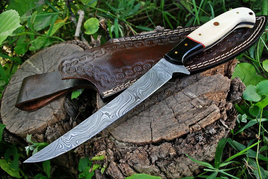 Fish Skinning Knife – 8" Damascus Steel Blade