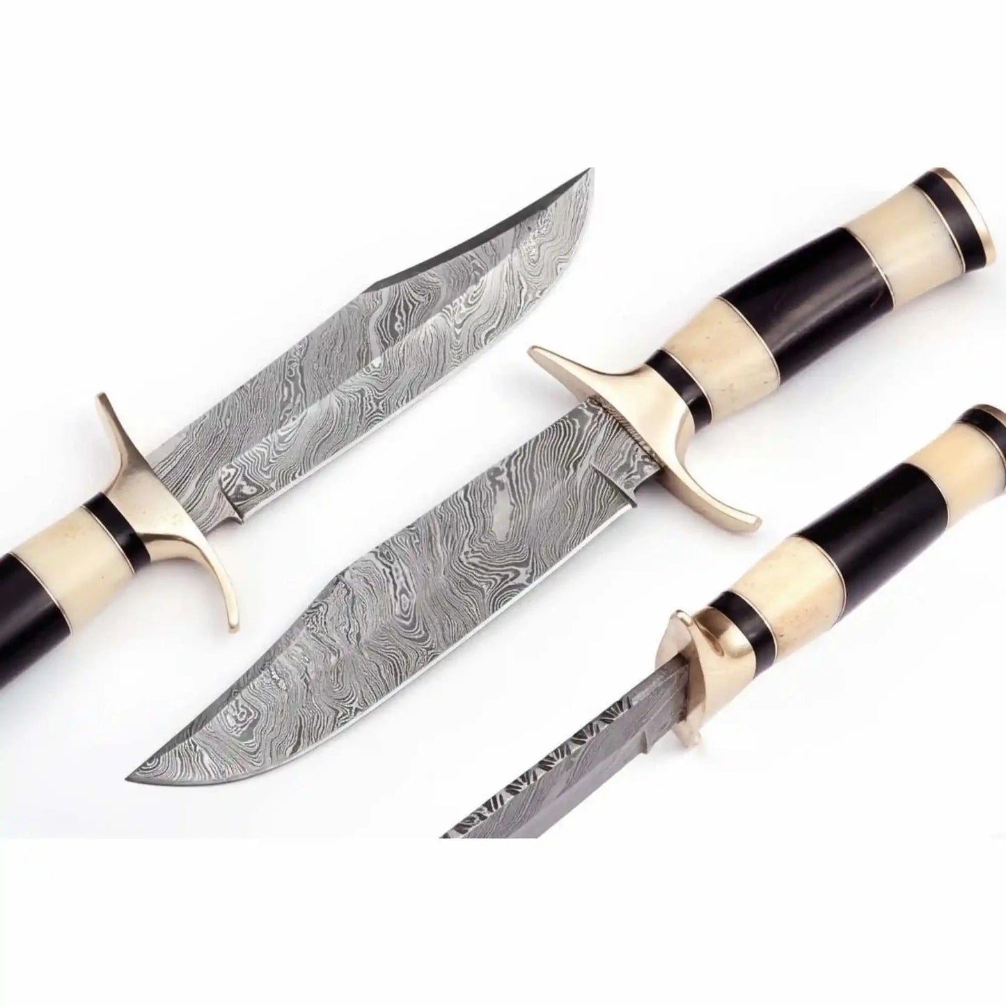 Sheffield Clip Point Bowie Knife Hand Forged Damascus Steel Custom Handmade Bowie JW SteelCrafts