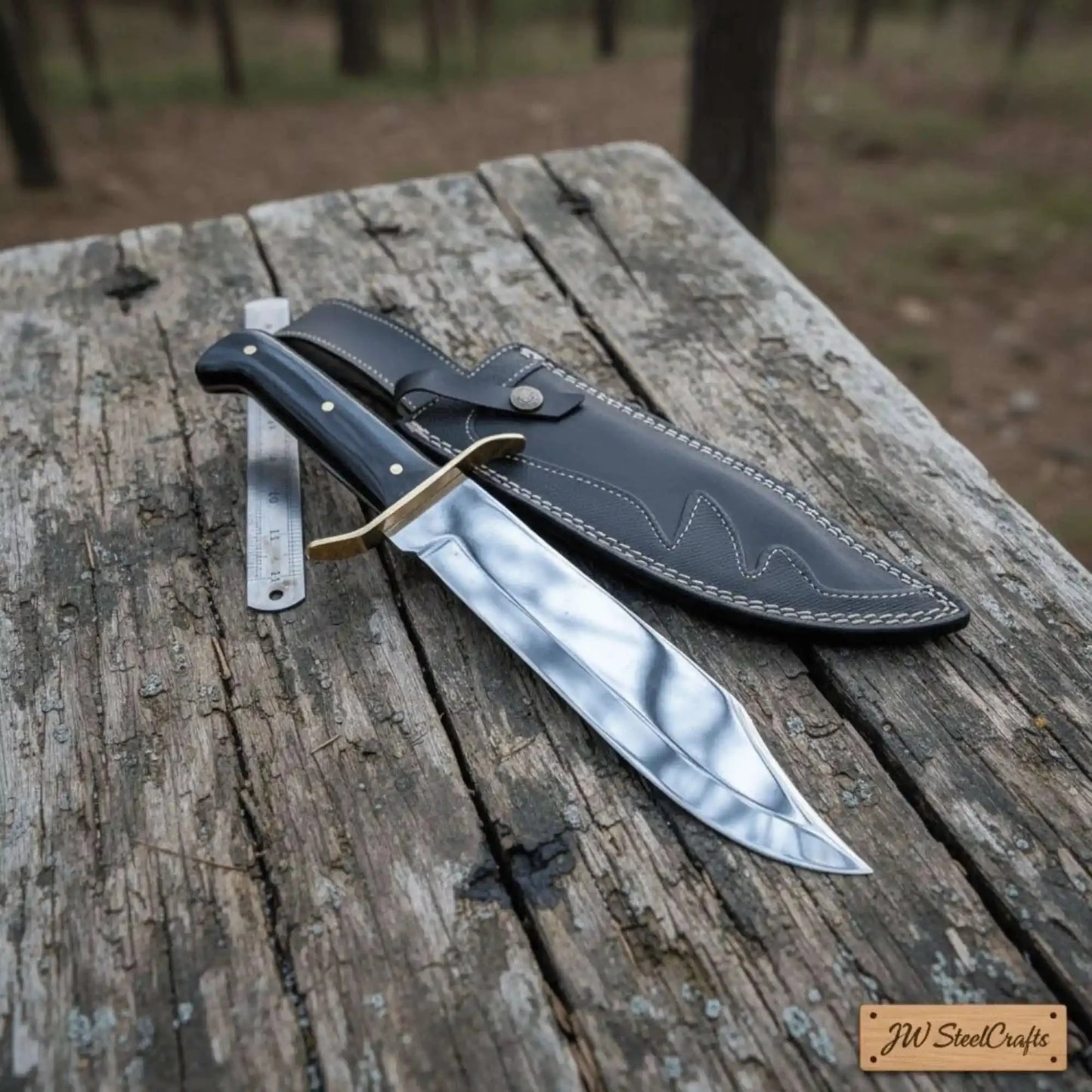 Sheffield Clip Point Bowie Knife Handmade Brass Guard Mirror Polish Blade JW SteelCrafts