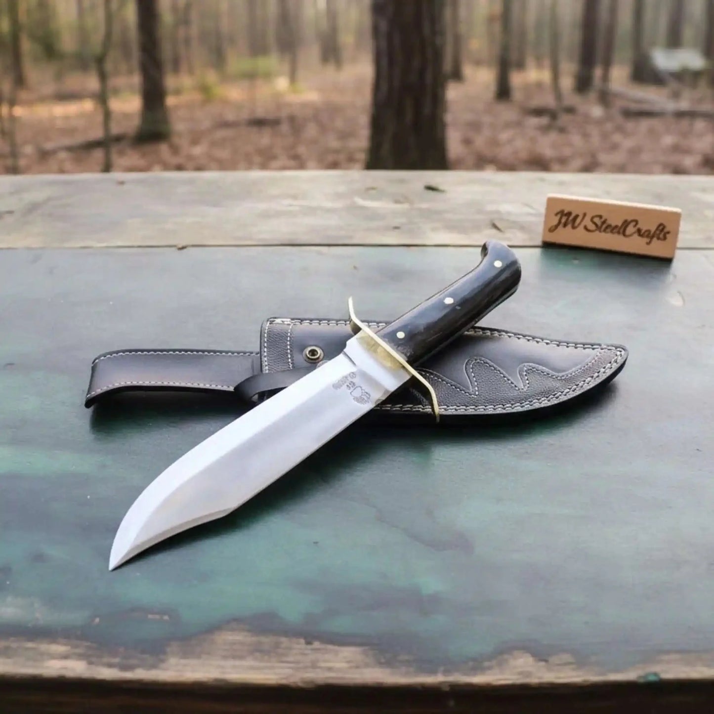 Sheffield Clip Point Bowie Knife Handmade Brass Guard Mirror Polish Blade JW SteelCrafts