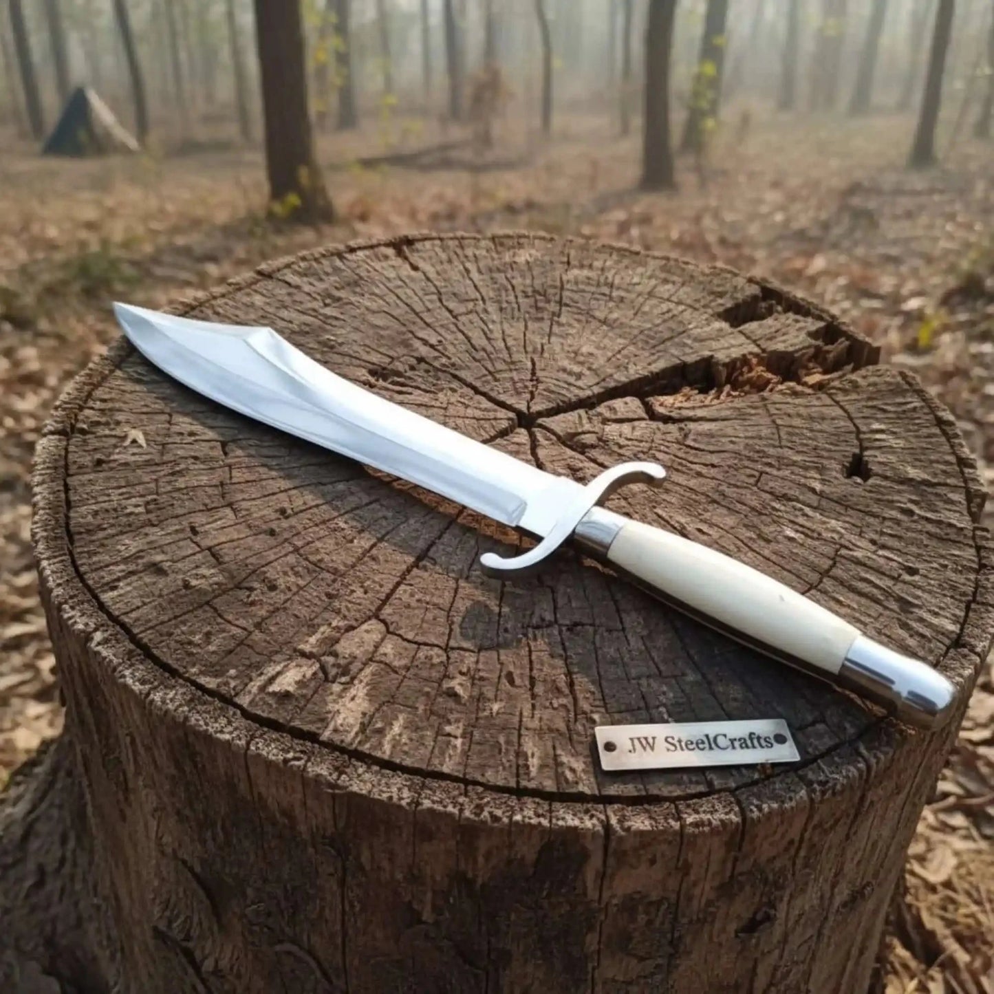 Sheffield Style Bowie Knife High Polished Clip Point Blade Brass Guard Bone Handle Handmade Fixed Blade