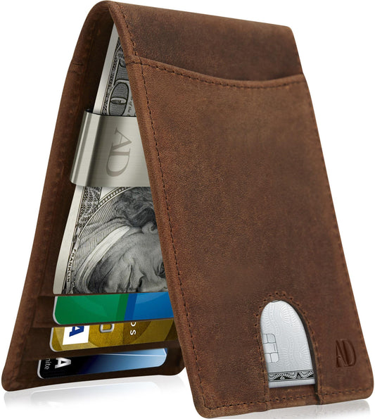 Slim Money Clip Bifold Wallet
