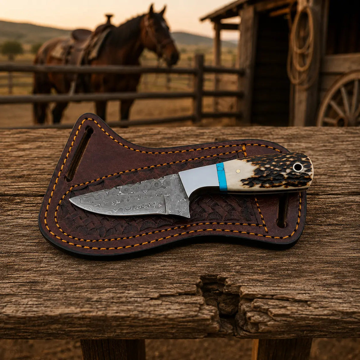 Damascus Stag Horn Cowboy Skinner Knife – Staghaven