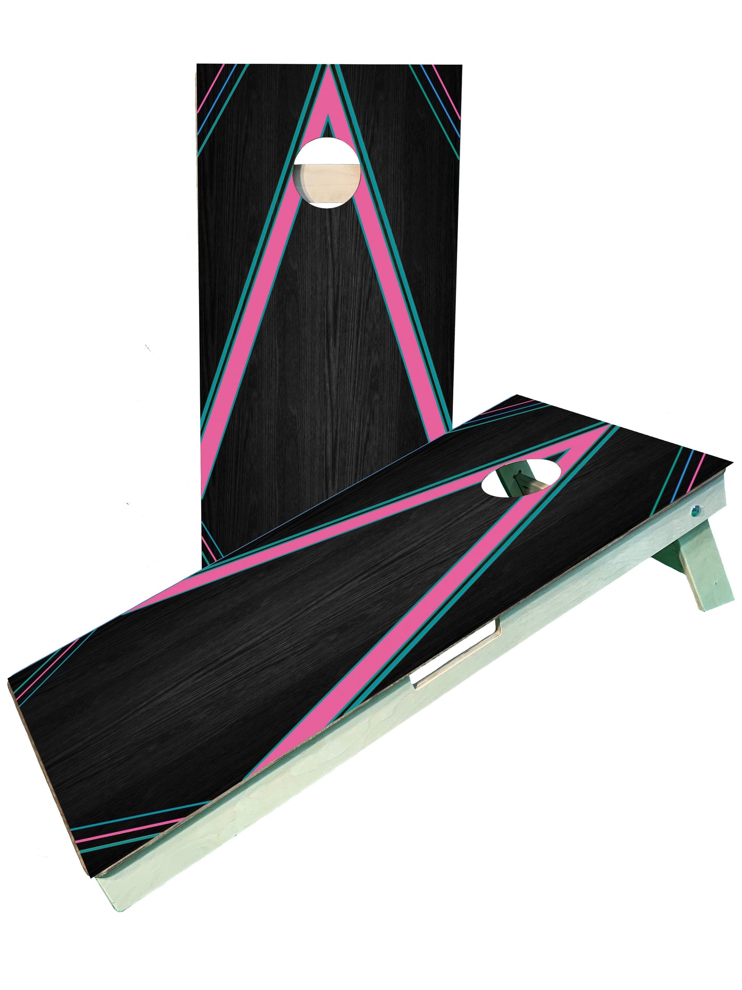 Multi Color Neon Striped Cornhole Boards