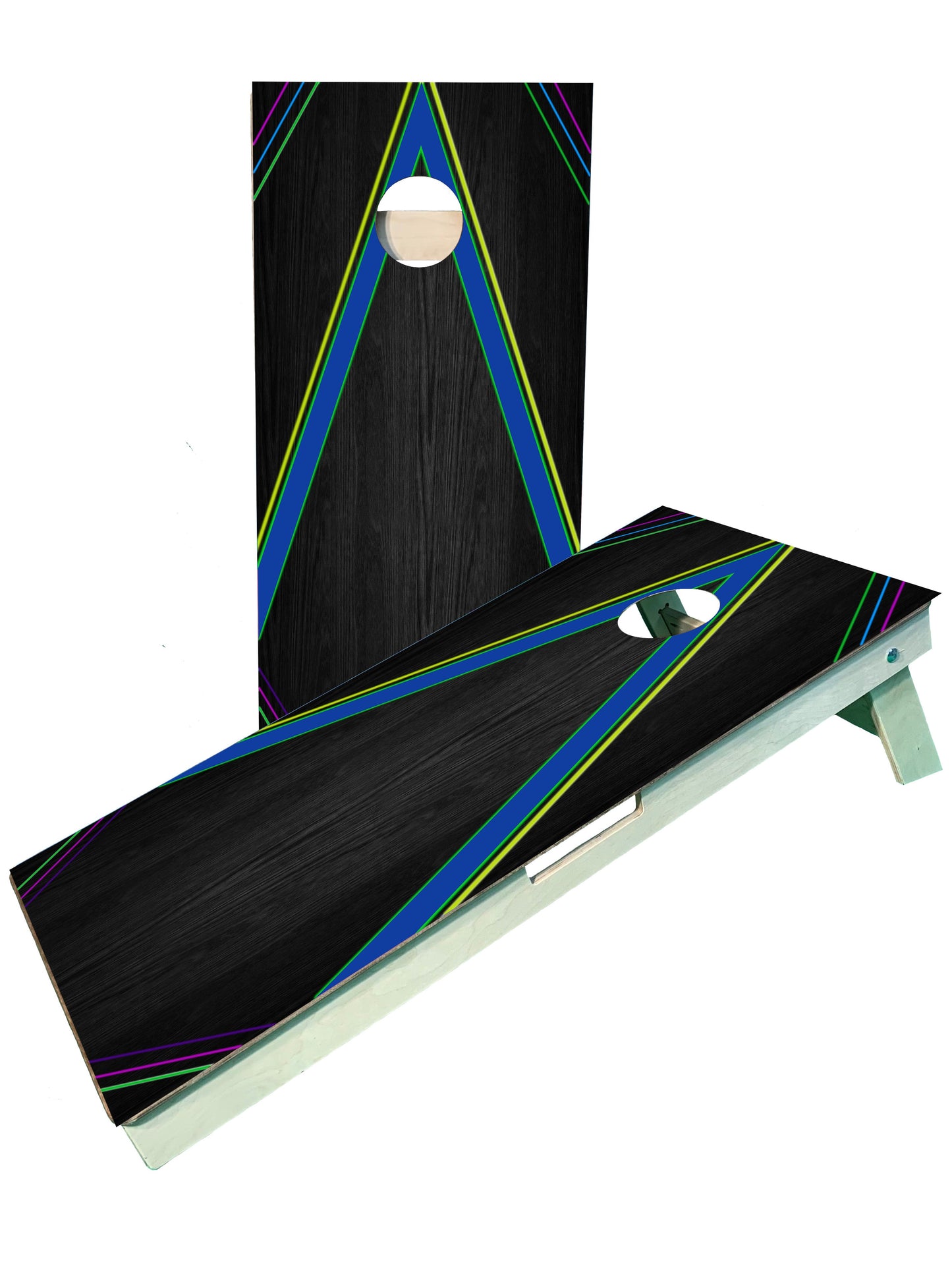 Multi Color Neon Striped Cornhole Boards
