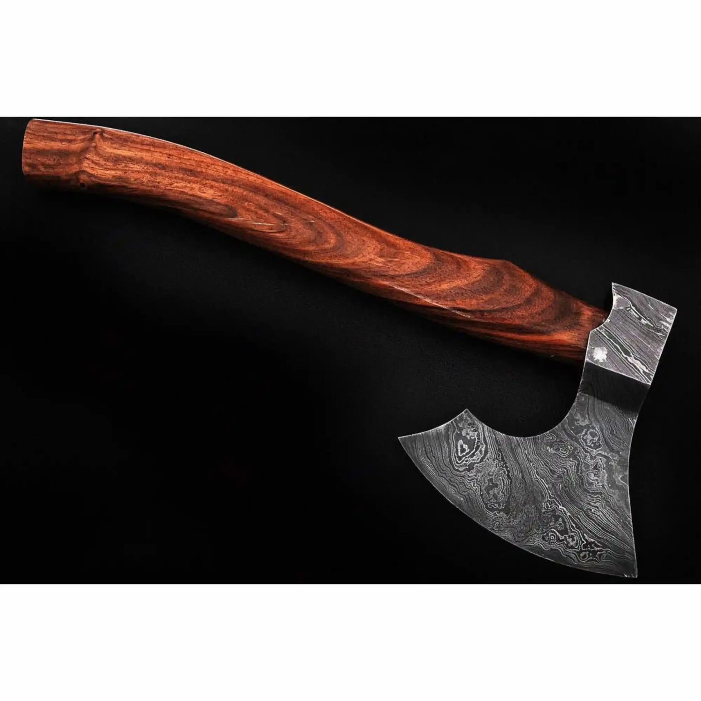 Traditional Norse Bearded War Axe (Skeggøx) featuring Damascus Steel Head, Solid Wood Handle, Sheath Included