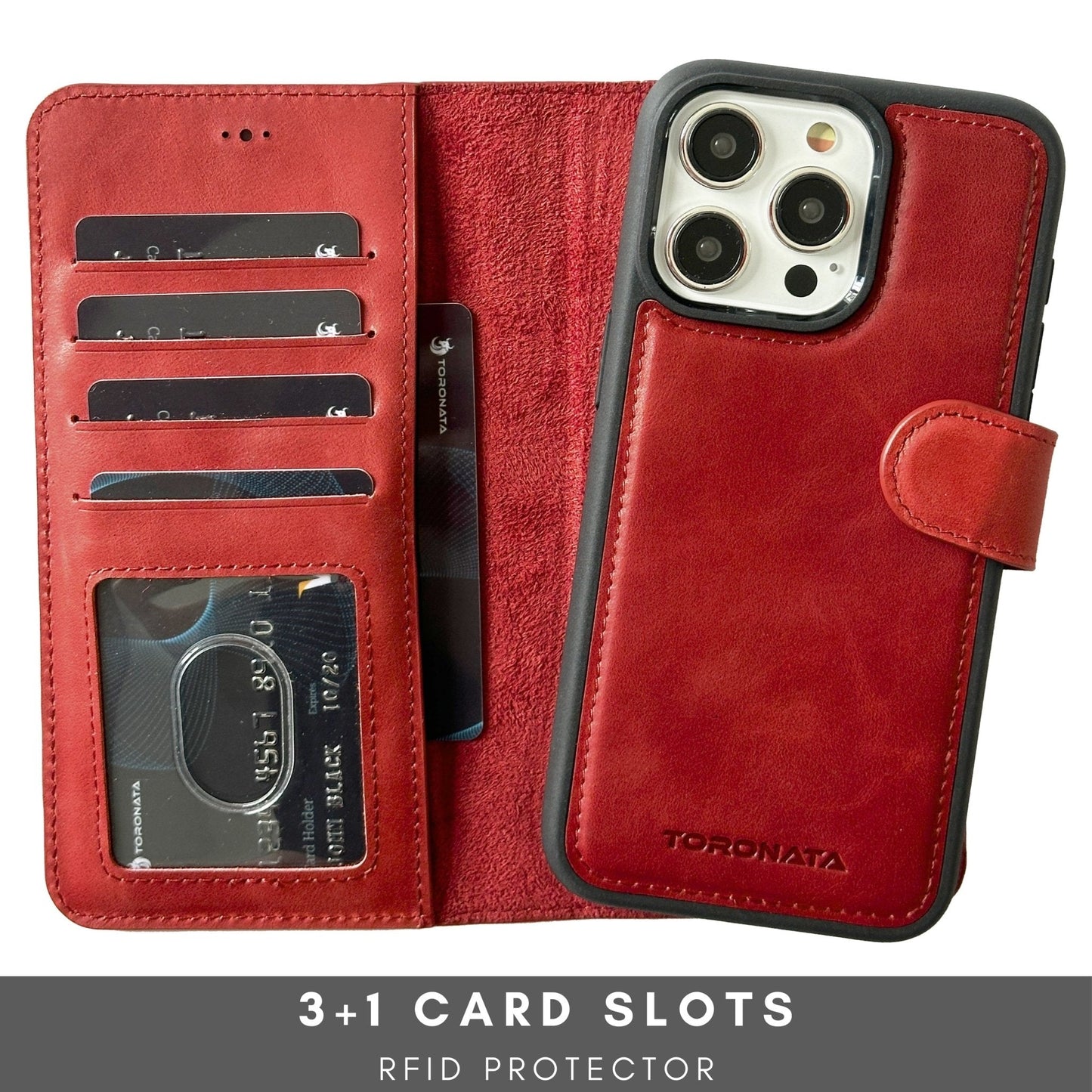 Vegas Premium Leather iPhone 15 Pro Wallet Case with MagSafe | Detachable RFID Blocking Luxury Wallet