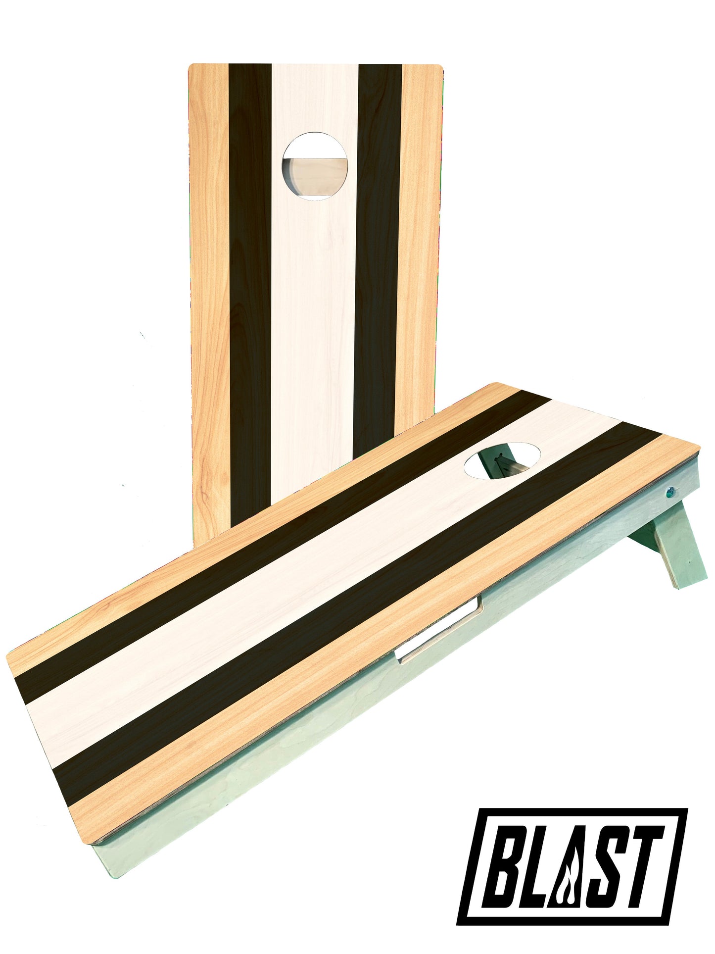 Black & White Striped Cornhole Boards