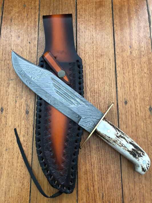 Western Bowie Knife – Custom Handmade 15-Inch Damascus Steel Blade