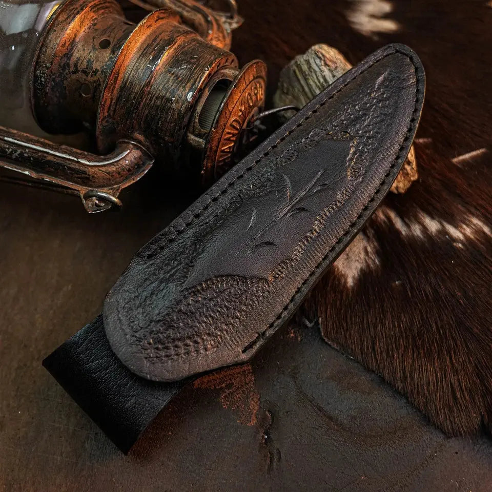 9.2" Handmade Damascus Bushcraft Knife – Full Tang Wood Handle & Sheath