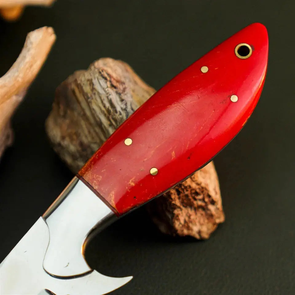 9" Handmade Stainless Steel Bushcraft Knife – Full Tang Resin Handle & Sheath