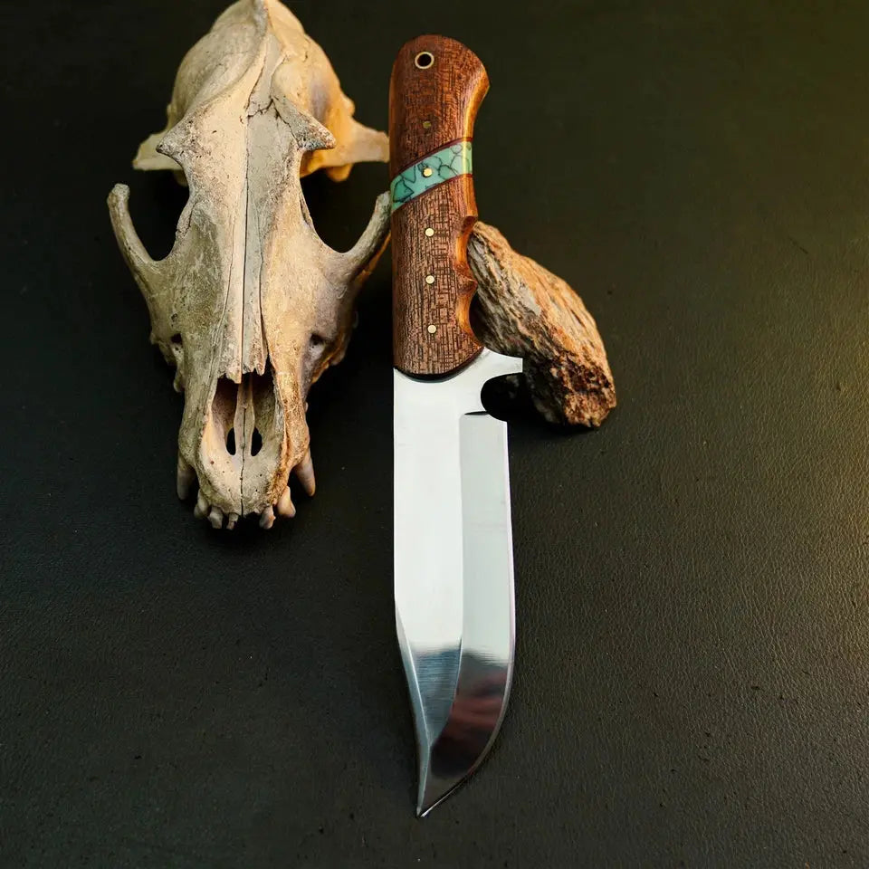 9.8" Handmade Stainless Steel Bushcraft Knife – Full Tang Wood Handle & Sheath