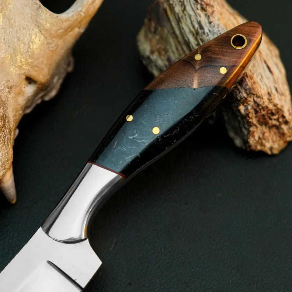# 9" Handmade Stainless Steel Skinner Knife – Full Tang Wood Handle & Sheath
