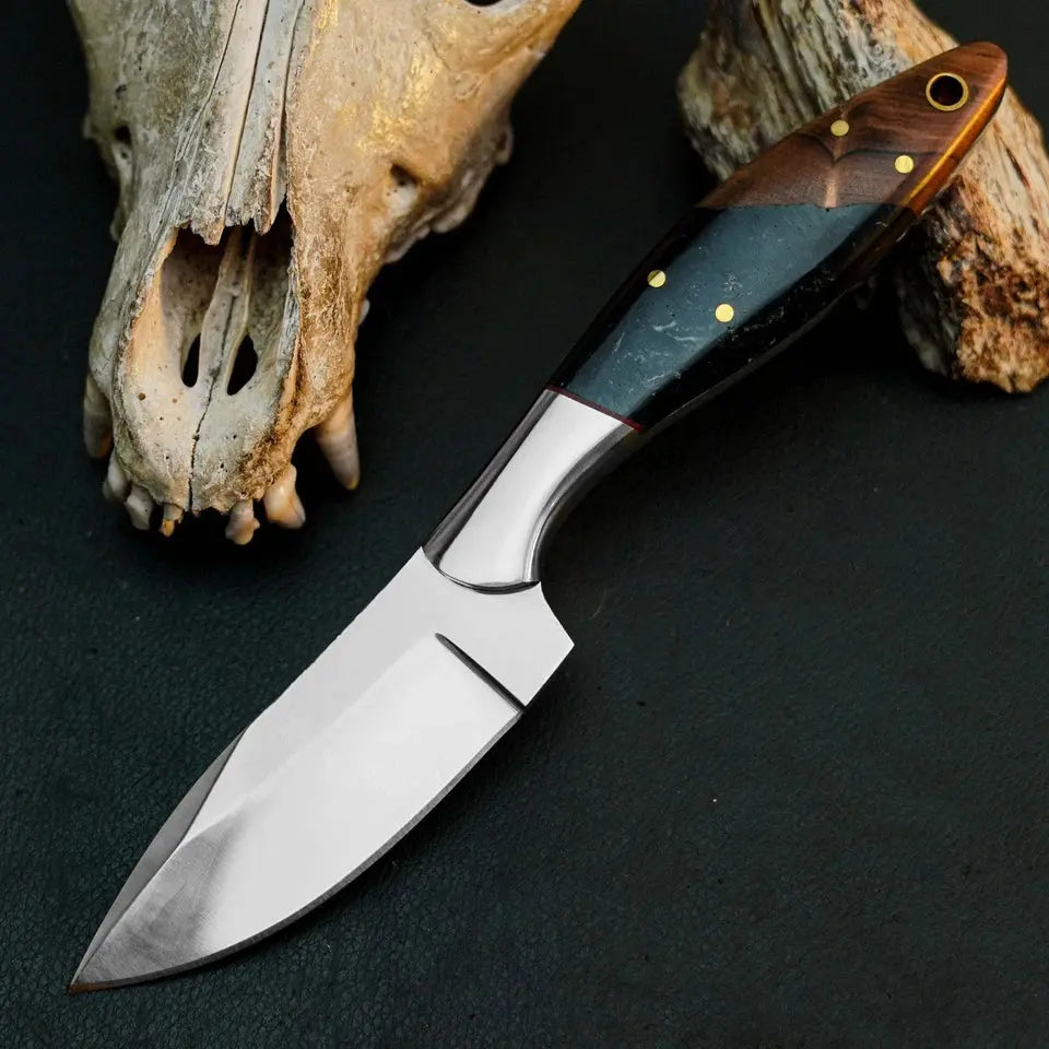 # 9" Handmade Stainless Steel Skinner Knife – Full Tang Wood Handle & Sheath