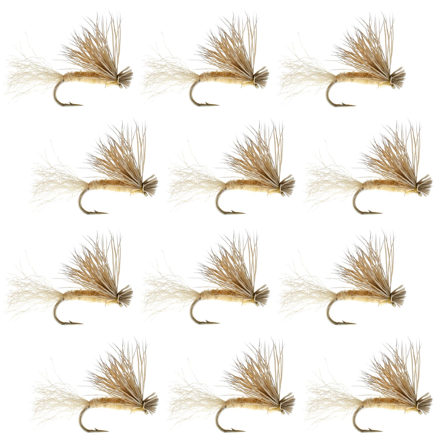 Tan X Caddis Emerging Caddis Adult Trout Dry Fly - 1 Dozen Flies Hook Size 14
