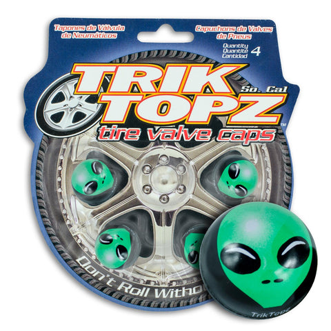 Trik Topz Valve Caps Alien Valve Cap - Green 4Pk