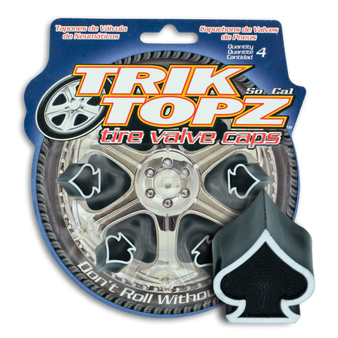 Trik Topz Valve Caps Spade Valve Cap - Black 4Pk