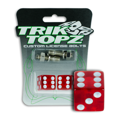 Trik Topz Dice  License Plate  Bolts - Clear Red 2Pk