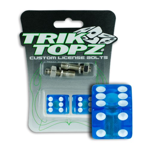 Trik Topz Dice  License Plate  Bolts - Clear Blue 2Pk