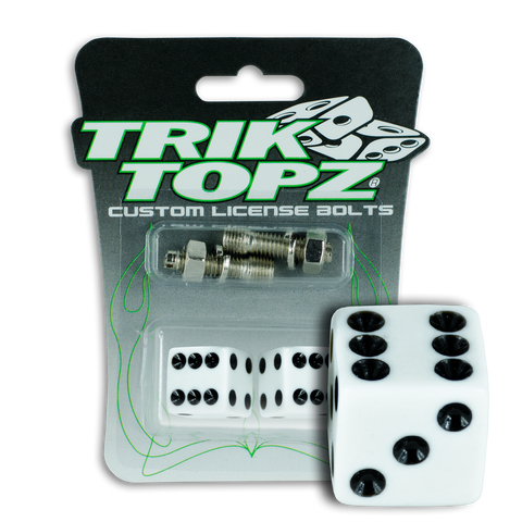 Trik Topz Dice  License Plate  Bolts - White 2Pk
