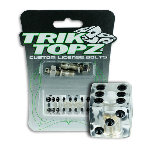 Trik Topz Dice  License Plate  Bolts - Clear 2Pk