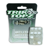 Trik Topz Dice  License Plate  Bolts - Clear Glitter 2Pk