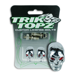 Trik Topz Skull Head  License Plate  Bolts-Chrome 2Pk