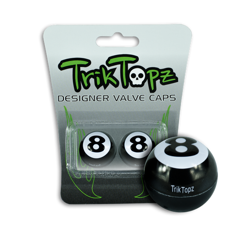 Trik Topz Valve Caps Eight Ball Valve Cap - Black 2Pk